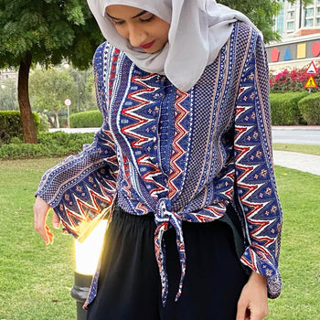 Express Yourself With Adventurous Spark - Tie Blouse, Short Front, Long back