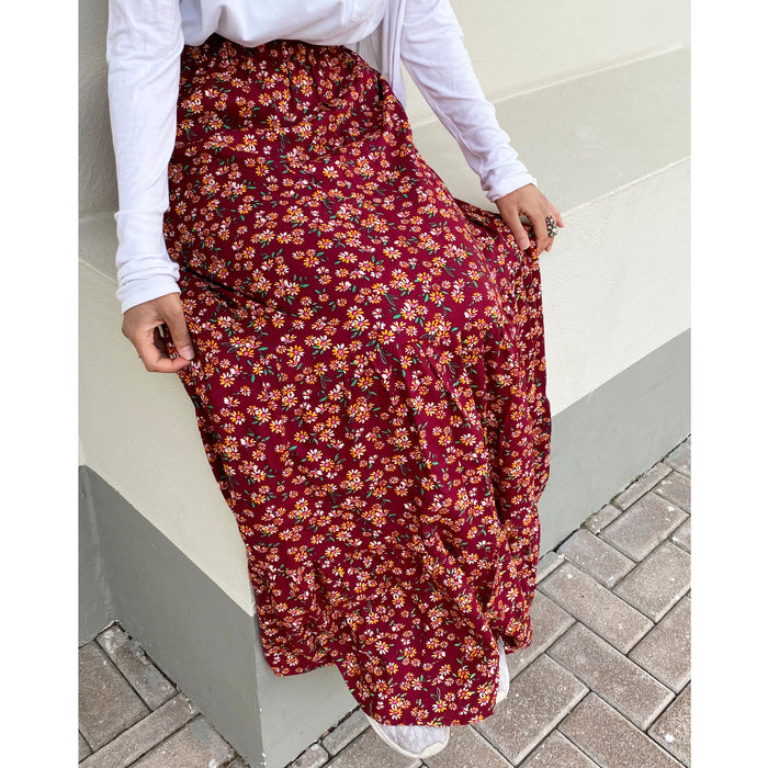 Express Yourself With Playfully Cute- Long Maxi Floral Boho Skirt