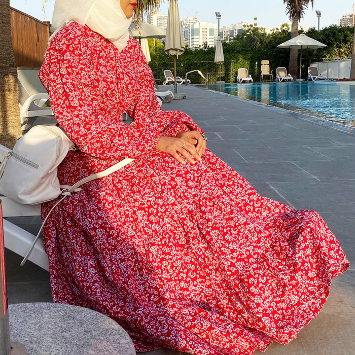 Express Yourself With Quirky Spirit Long Red Boho Dress