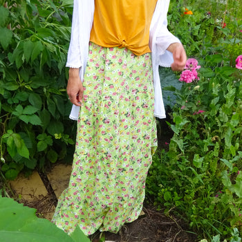 Amana Light Green Maxi Skirt