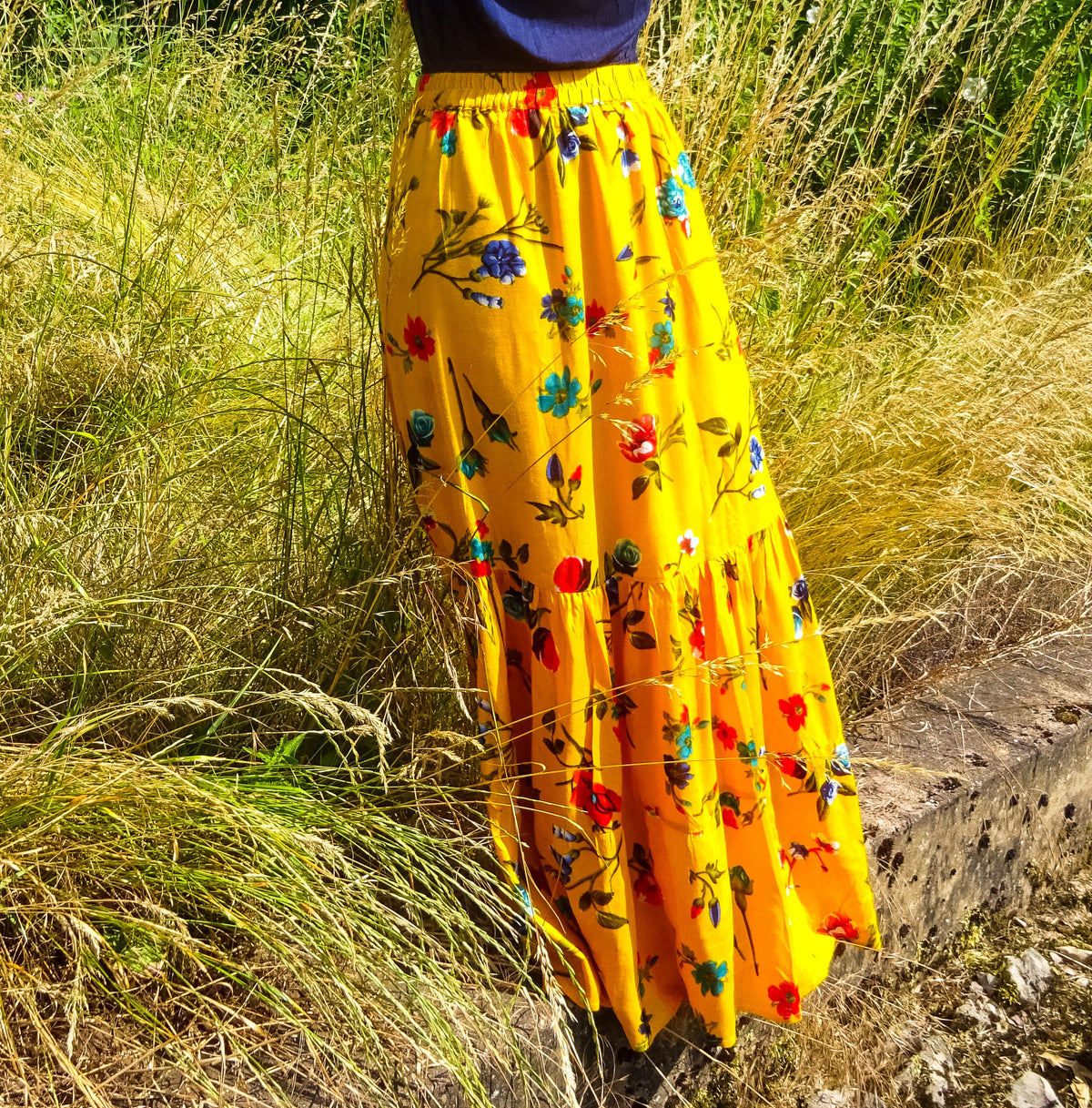 Fariyah Mustard Yellow Maxi Skirt