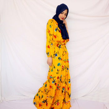 Fariyah Mustard Yellow Maxi Skirt