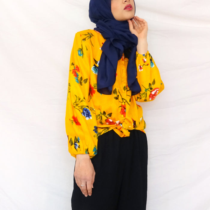 Fariyah Mustard Yellow Tie Blouse