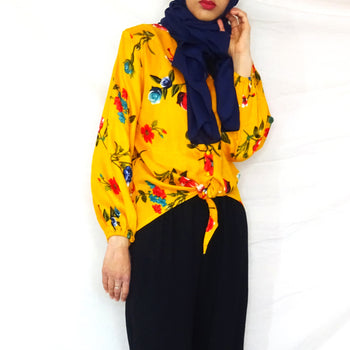 Fariyah Mustard Yellow Tie Blouse