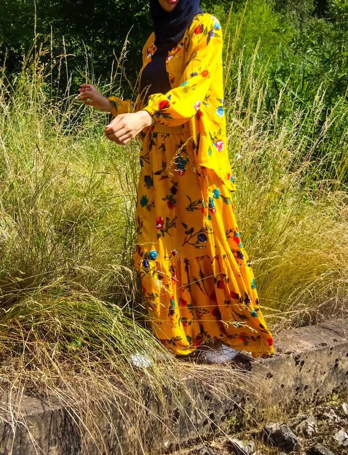 Fariyah Mustard Yellow Maxi Skirt