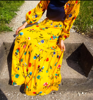 Fariyah Mustard Yellow Maxi Skirt